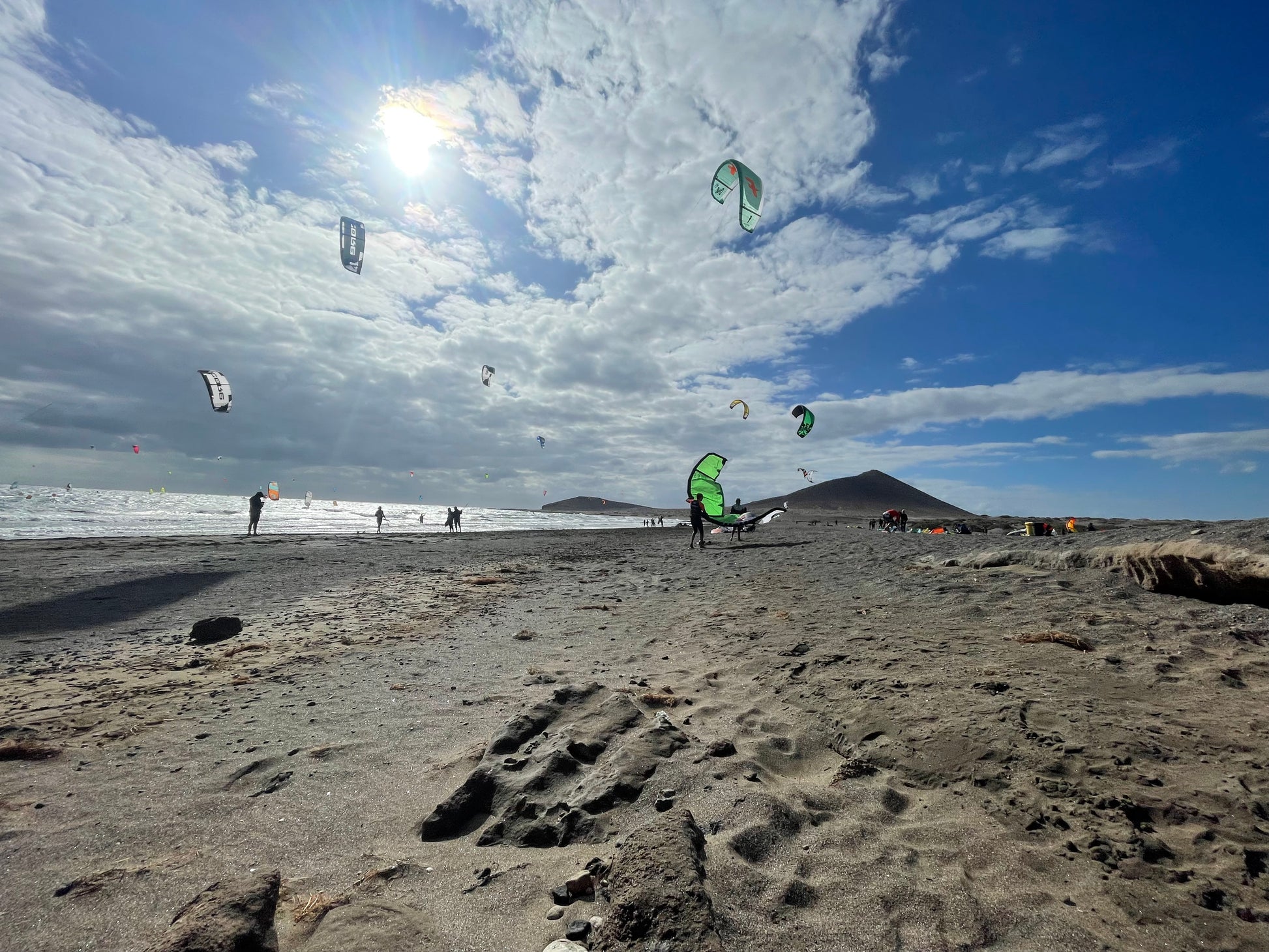 Wing foiling lessons Kite Surfing Lessons to end foiling lessons with surf to summit El Medano South Tenerife